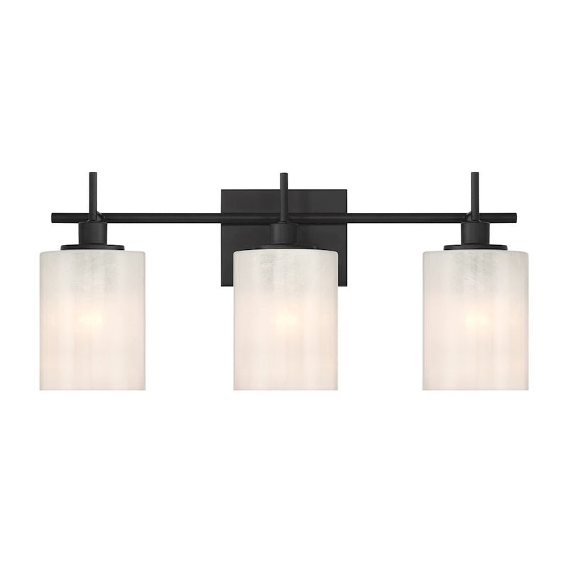 Savoy House Meridian 3Lt Bathroom Vanity Light, Black/White Strie