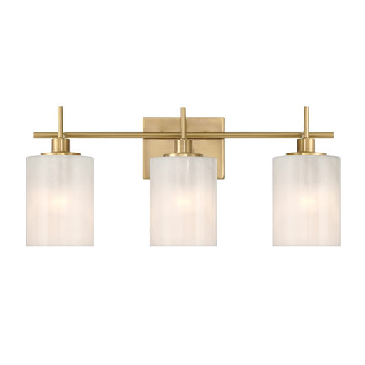 Savoy House Meridian 3Lt Bathroom Vanity Light, Brass/White Strie - M80084NB