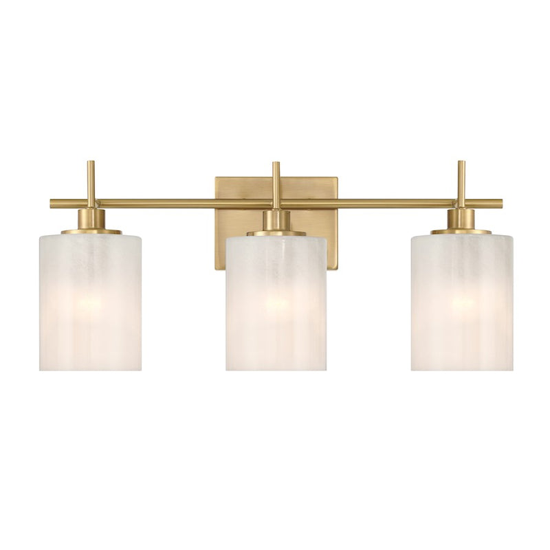 Savoy House Meridian 3Lt Bathroom Vanity Light, Brass/White Strie