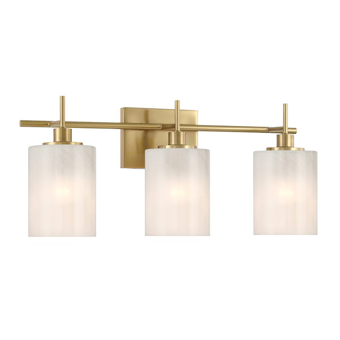 Savoy House Meridian 3Lt Bathroom Vanity Light, Brass/White Strie