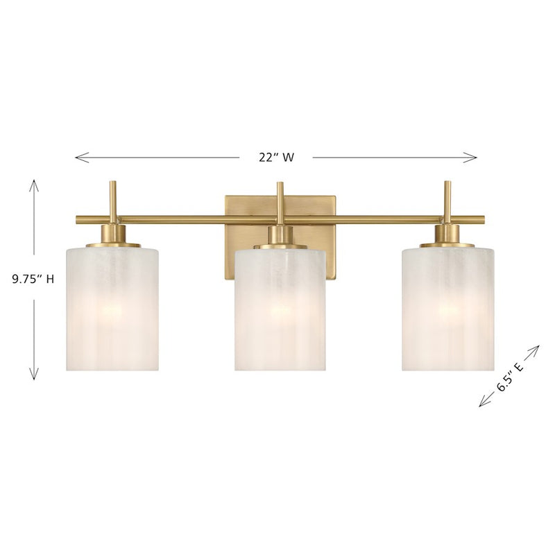 Savoy House Meridian 3Lt Bathroom Vanity Light, Brass/White Strie