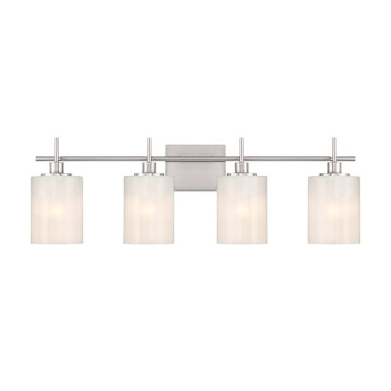 Savoy House Meridian 4Lt Bathroom Vanity Light, Nickel/White Strie