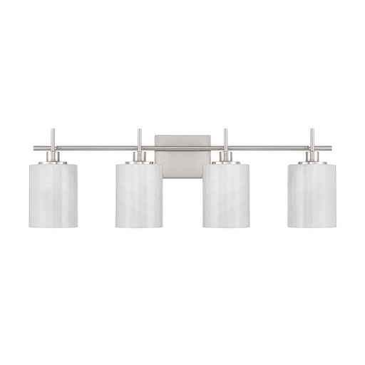 Savoy House Meridian 4Lt Bathroom Vanity Light, Nickel/White Strie