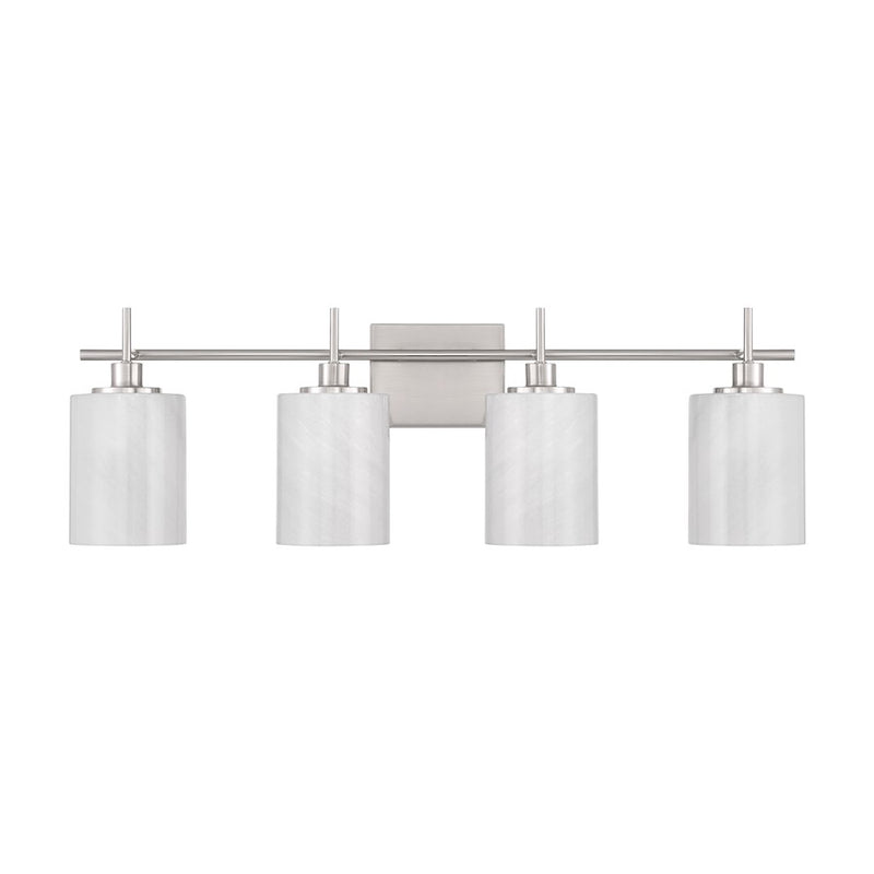 Savoy House Meridian 4Lt Bathroom Vanity Light, Nickel/White Strie