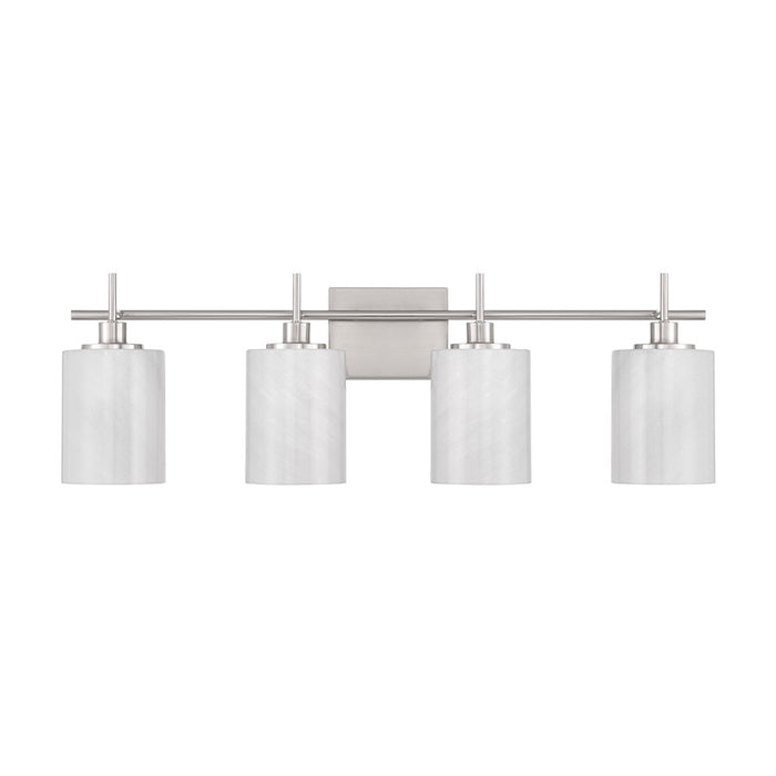 Savoy House Meridian 4Lt Bathroom Vanity Light, Nickel/White Strie