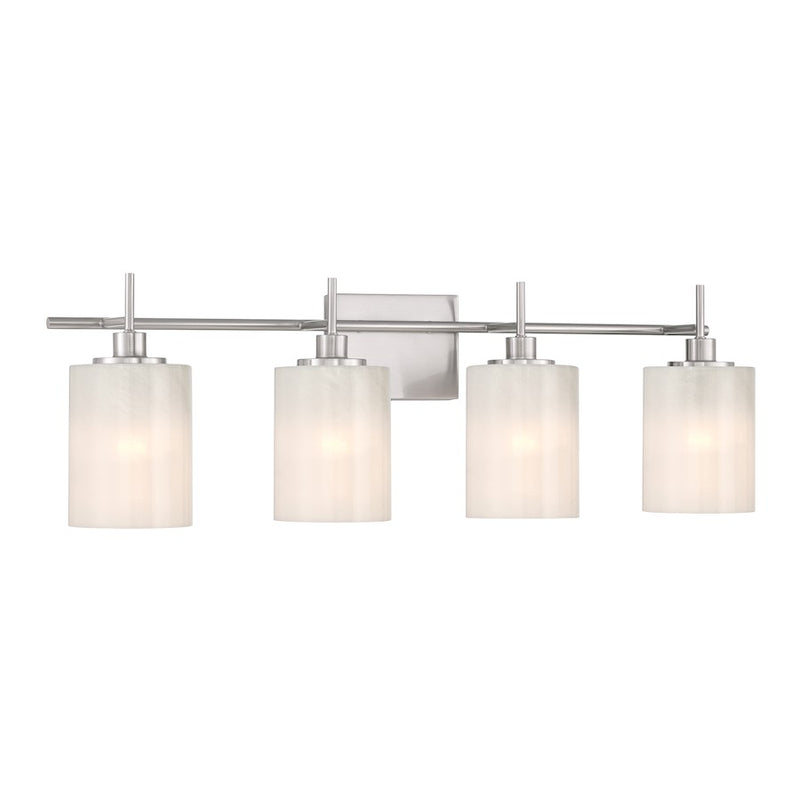 Savoy House Meridian 4Lt Bathroom Vanity Light, Nickel/White Strie