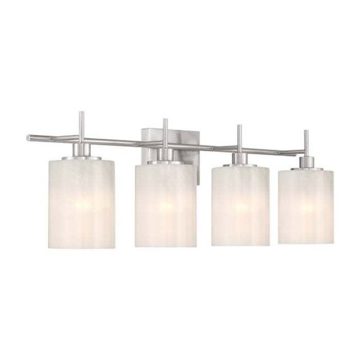 Savoy House Meridian 4Lt Bathroom Vanity Light, Nickel/White Strie