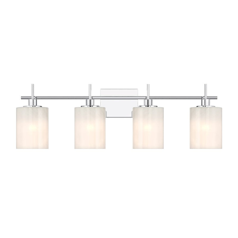 Savoy House Meridian 4Lt Bathroom Vanity Light, Chrome/White Strie