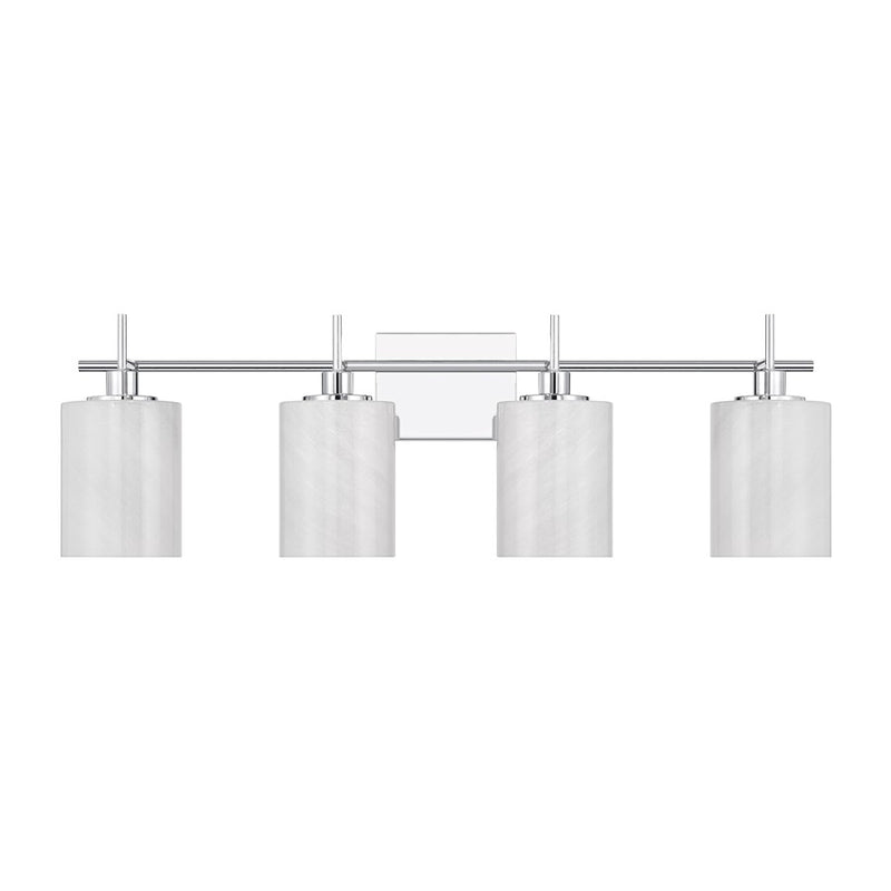 Savoy House Meridian 4Lt Bathroom Vanity Light, Chrome/White Strie