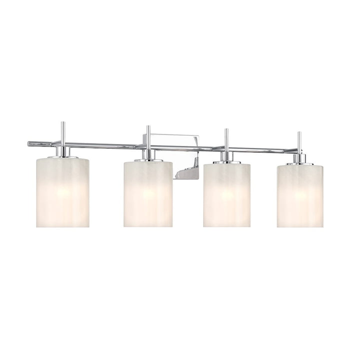 Savoy House Meridian 4Lt Bathroom Vanity Light, Chrome/White Strie