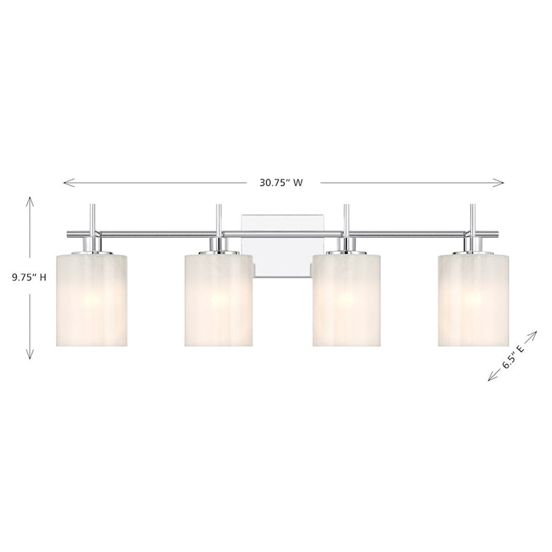 Savoy House Meridian 4Lt Bathroom Vanity Light, Chrome/White Strie
