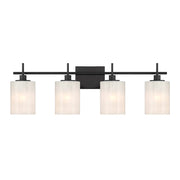 Savoy House Meridian 4Lt Bathroom Vanity Light, Black/White Strie - M80085MBK