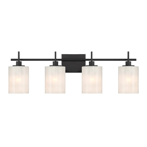 Savoy House Meridian 4Lt Bathroom Vanity Light, Black/White Strie - M80085MBK