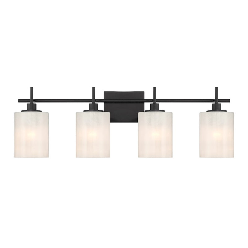 Savoy House Meridian 4Lt Bathroom Vanity Light, Black/White Strie