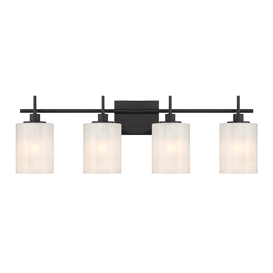 Savoy House Meridian 4Lt Bathroom Vanity Light, Black/White Strie - M80085MBK