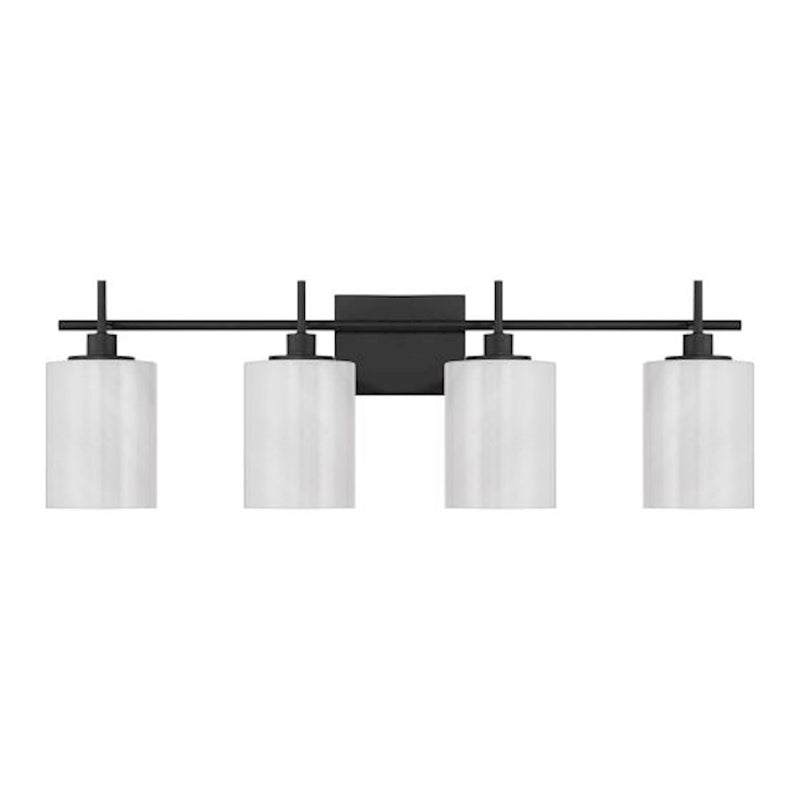 Savoy House Meridian 4Lt Bathroom Vanity Light, Black/White Strie