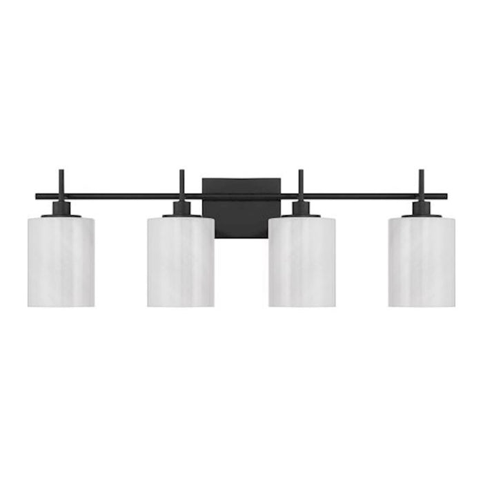 Savoy House Meridian 4Lt Bathroom Vanity Light, Black/White Strie