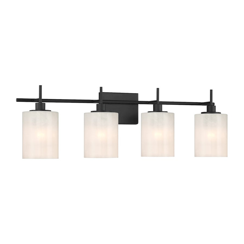Savoy House Meridian 4Lt Bathroom Vanity Light, Black/White Strie