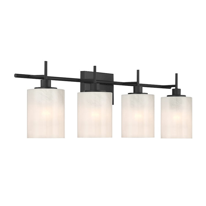 Savoy House Meridian 4Lt Bathroom Vanity Light, Black/White Strie