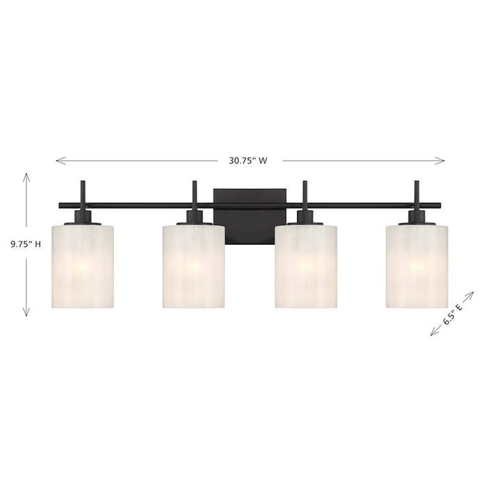 Savoy House Meridian 4Lt Bathroom Vanity Light, Black/White Strie