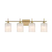 Savoy House Meridian 4Lt Bathroom Vanity Light, Brass/White Strie - M80085NB