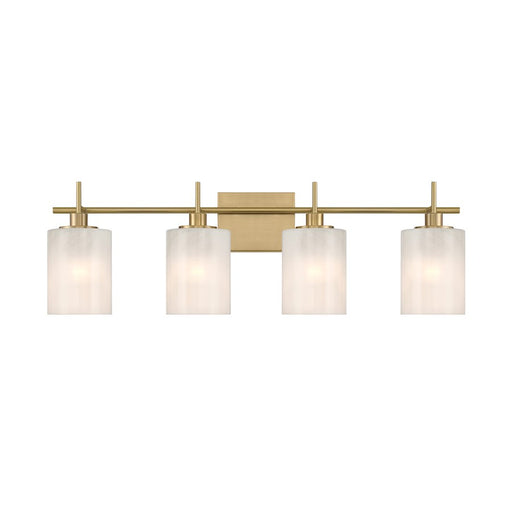 Savoy House Meridian 4Lt Bathroom Vanity Light, Brass/White Strie - M80085NB