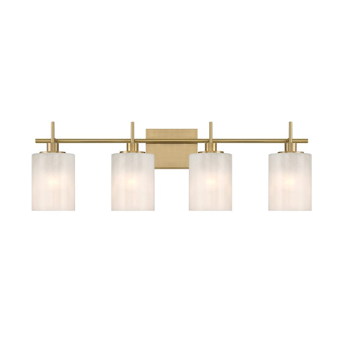 Savoy House Meridian 4Lt Bathroom Vanity Light, Brass/White Strie - M80085NB