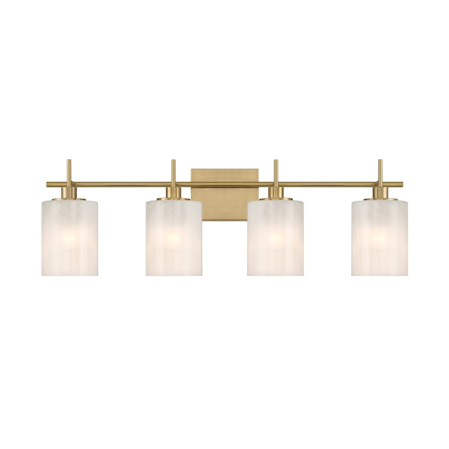 Savoy House Meridian 4Lt Bathroom Vanity Light, Brass/White Strie - M80085NB