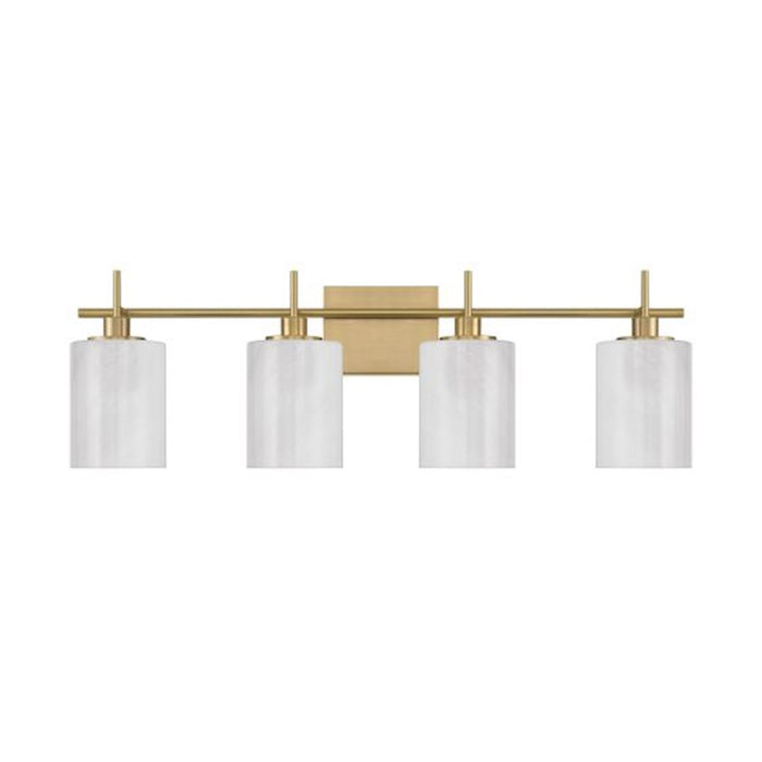 Savoy House Meridian 4Lt Bathroom Vanity Light, Brass/White Strie