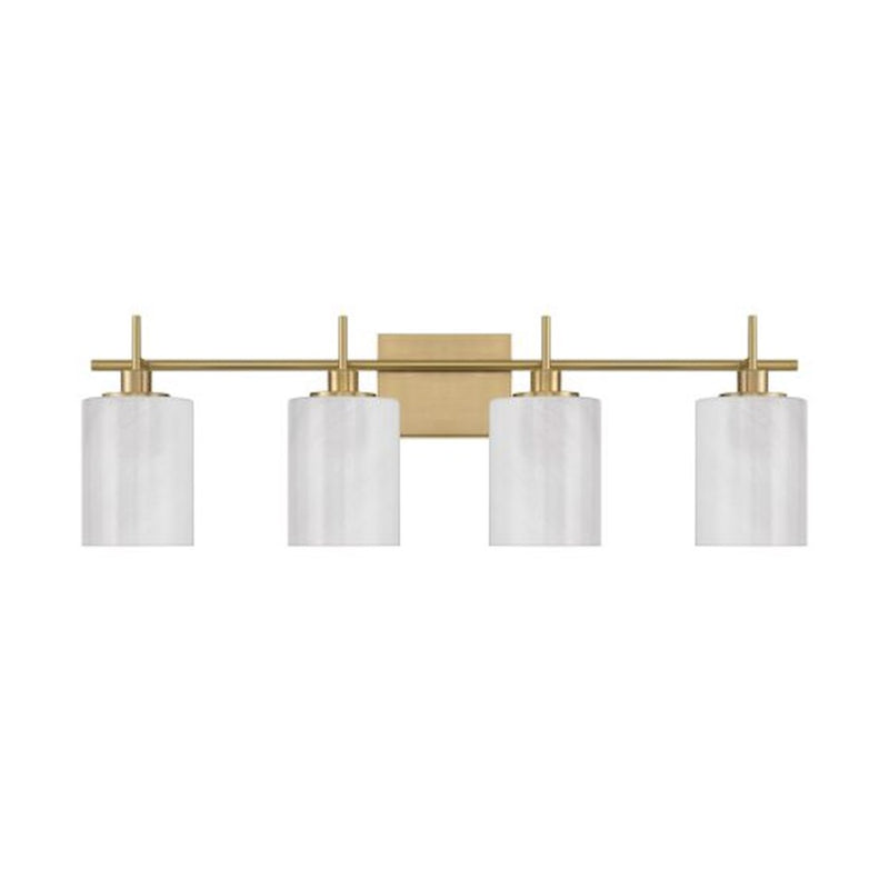 Savoy House Meridian 4Lt Bathroom Vanity Light, Brass/White Strie