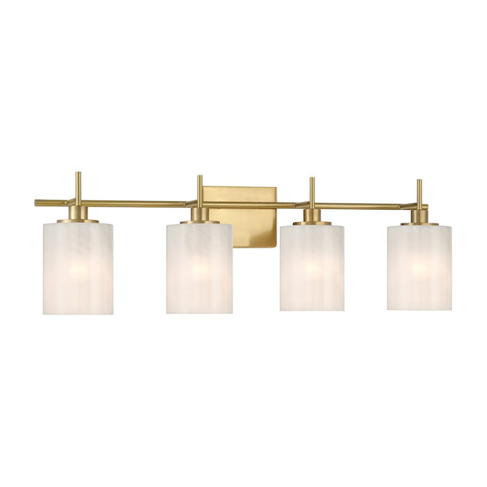 Savoy House Meridian 4Lt Bathroom Vanity Light, Brass/White Strie