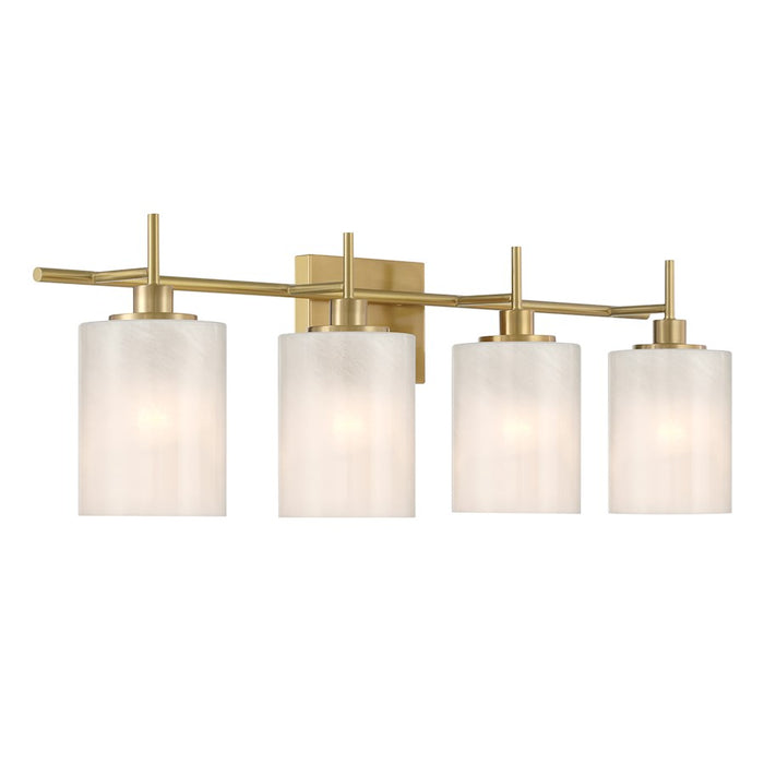 Savoy House Meridian 4Lt Bathroom Vanity Light, Brass/White Strie