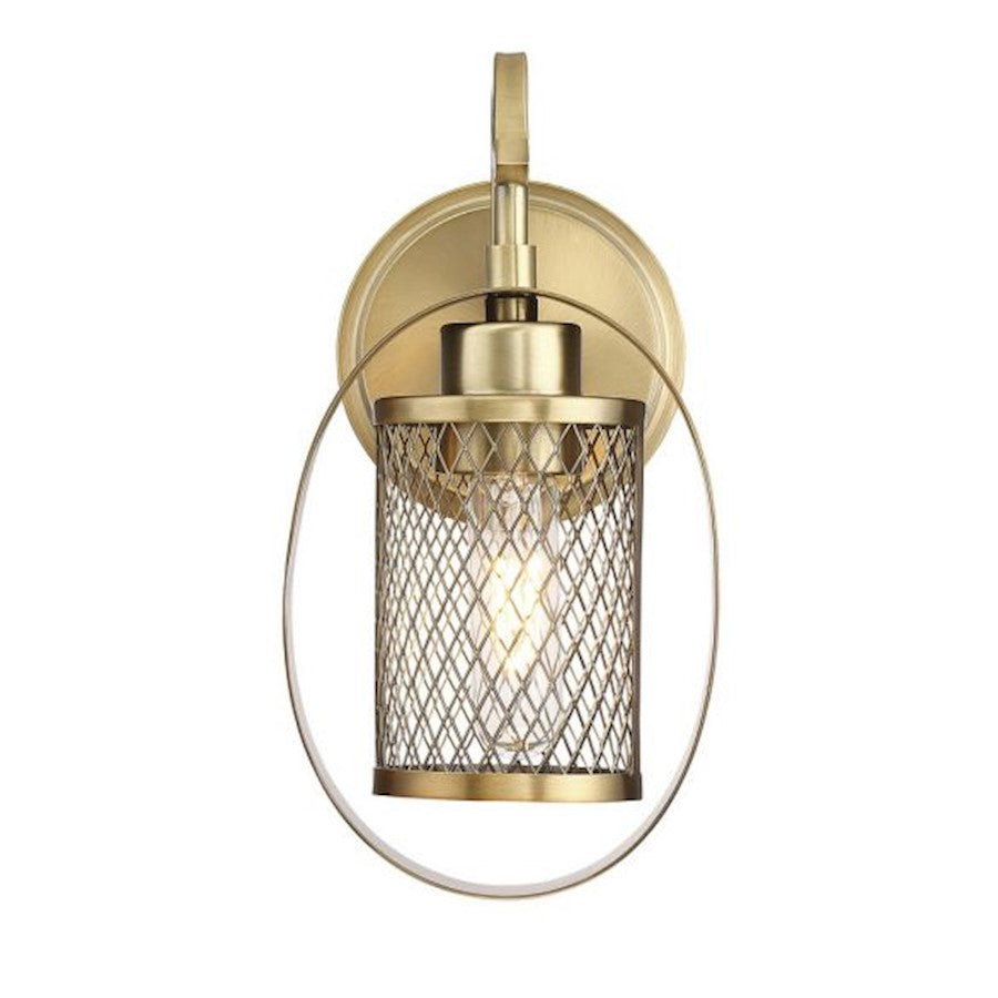 Meridian Mid-Century Modern 1 Light 49" Wall Sconce, Black/Brass