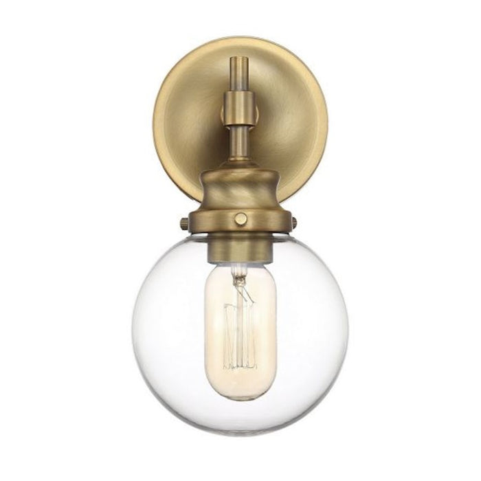 Savoy House 1-Light 10" Wall Sconce, Natural Brass/Clear Orb - M90024NB