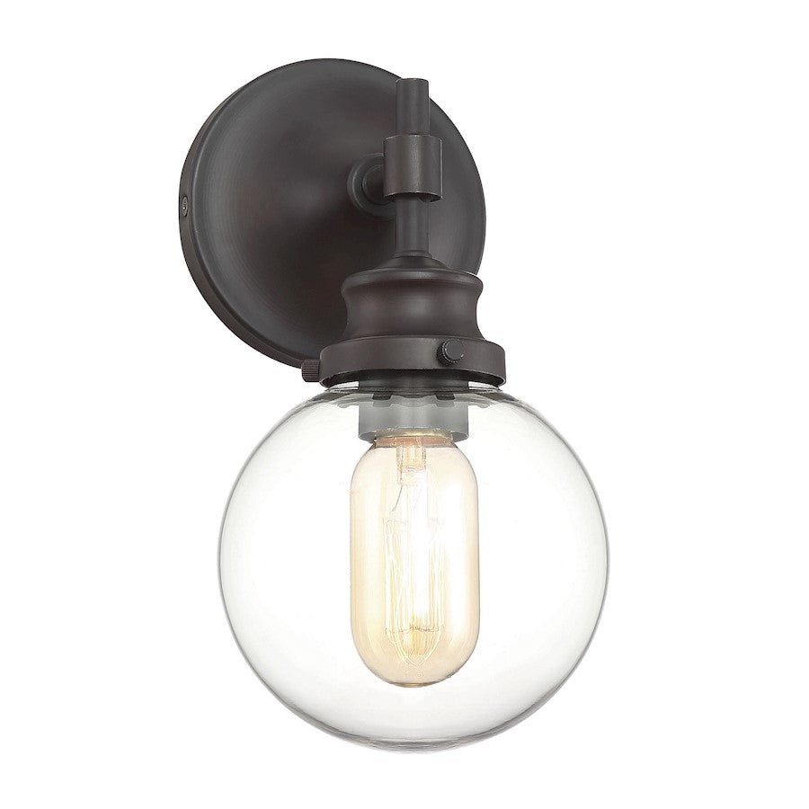 Savoy House 1-Light 10" Wall Sconce, Oil Rubbed Bronze/Clear Orb - M90024ORB