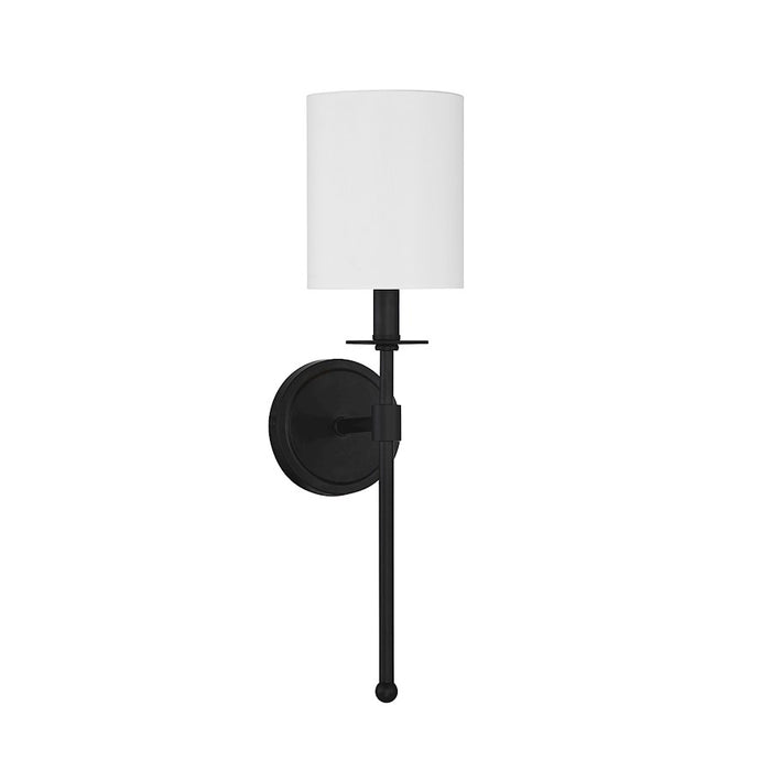 Savoy House 1-Light 20" Wall Sconce, Matte Black/White Fabric