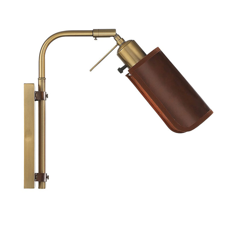 Meridian Mid-Century Modern 1 Light 12" Adjustable Wall Sconce, Brass