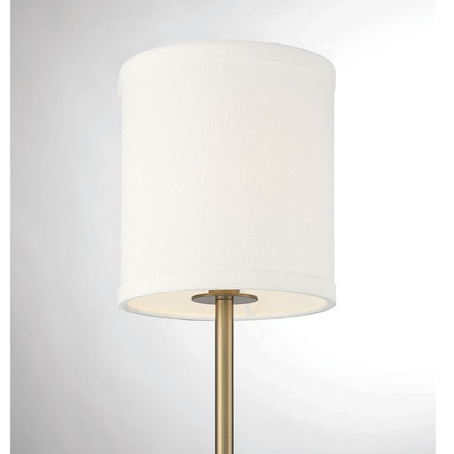 Savoy House 1-Light Plug-In Wall Sconce, Natural Brass/Leather Accent