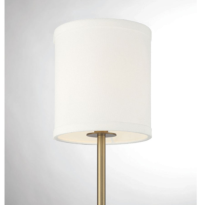 Savoy House 1-Light Plug-In Wall Sconce, Natural Brass/Leather Accent