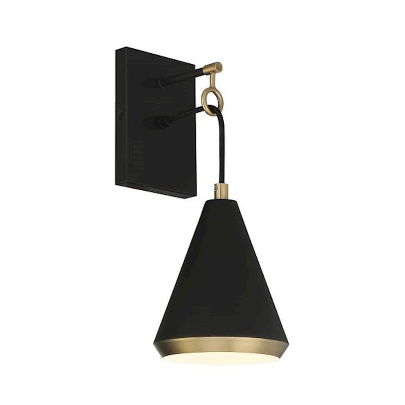 Savoy House 1-Light 6" Wall Sconce, Matte Black/Natural Brass
