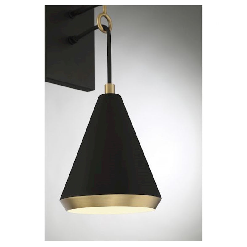 Savoy House 1-Light 6" Wall Sconce, Matte Black/Natural Brass