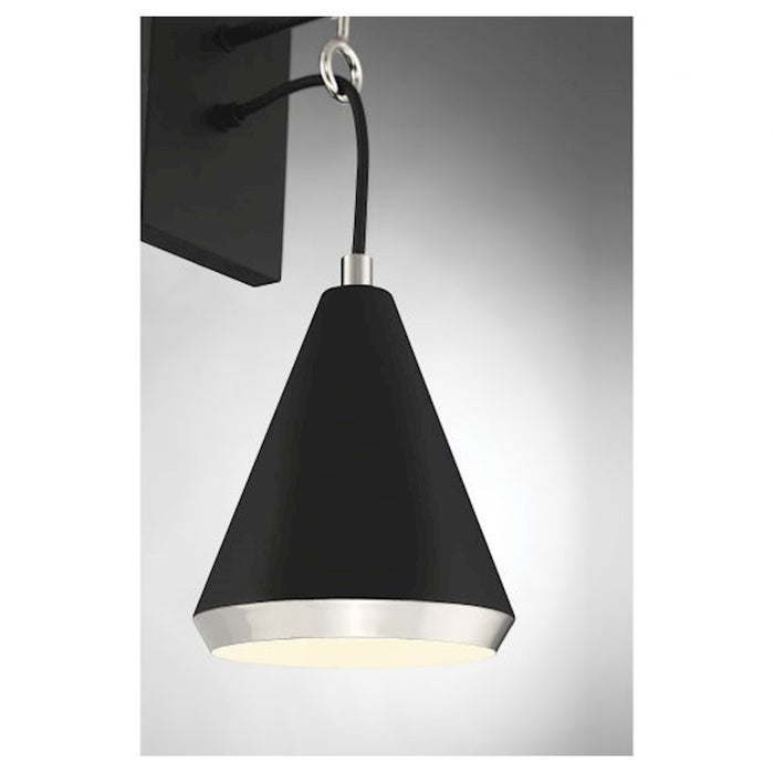 Savoy House 1-Light Wall Sconce, Matte Black/Polished Nickel