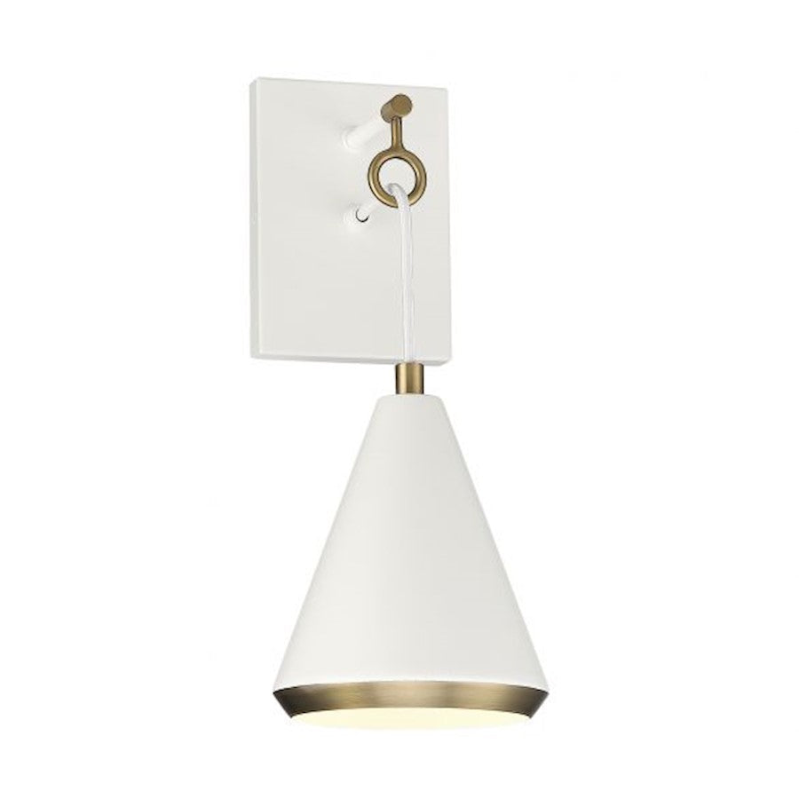 Savoy House 1-Light Wall Sconce, White/Natural Brass - M90066WHNB