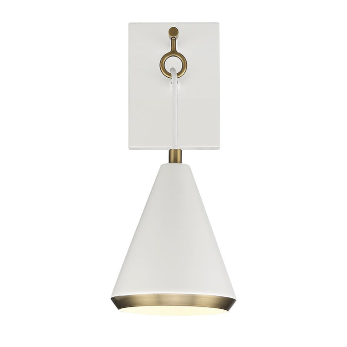 Savoy House 1-Light Wall Sconce, White/Natural Brass