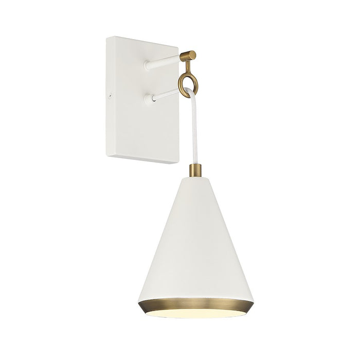 Savoy House 1-Light Wall Sconce, White/Natural Brass