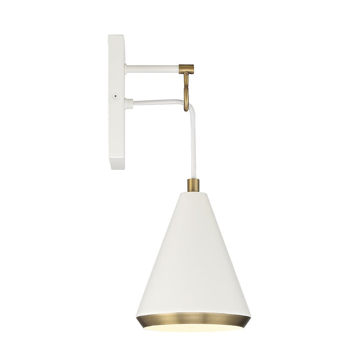 Savoy House 1-Light Wall Sconce, White/Natural Brass