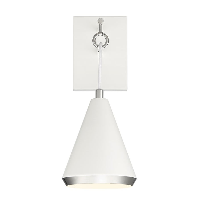 Savoy House 1-Light Wall Sconce, White/Polished Nickel