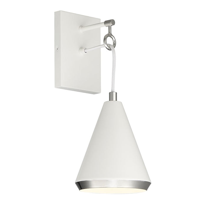 Savoy House 1-Light Wall Sconce, White/Polished Nickel