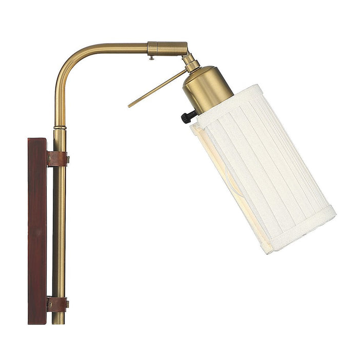 Savoy House 1-Light Adjustable Wall Sconce, Redwood/Natural Brass