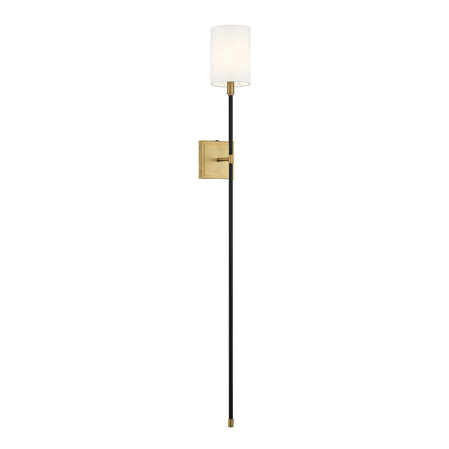 Savoy House 1-Light 5" Wall Sconce, Black/Natural Brass Accents - M90069BNB